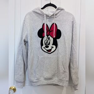 Disney Heather Gray Minnie Mouse Hoodie Sweatshirt | Small